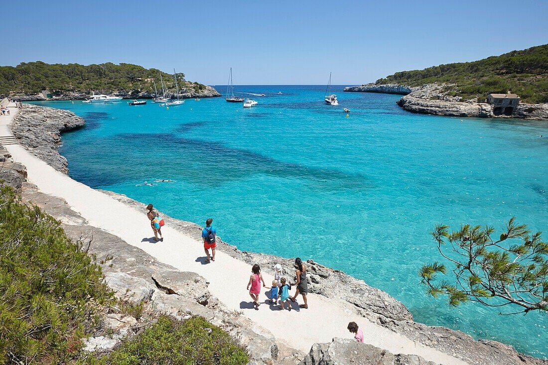 Fußweg zum Strand S`Amarador, Cala Mondrago, Parque Natural de Mondrago, Mallorca, Balearen, Spanien